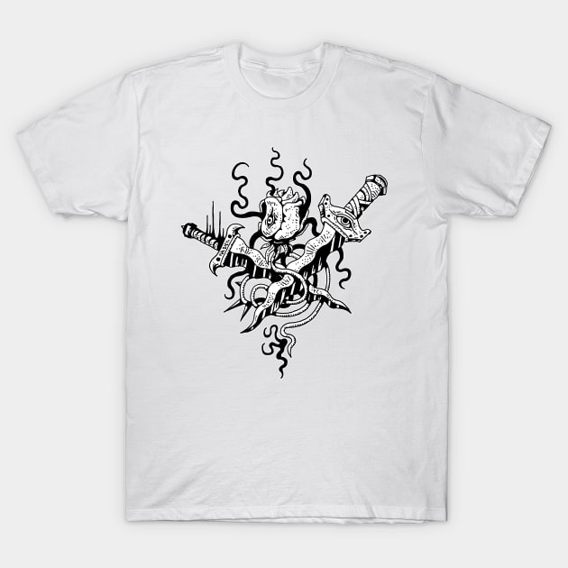 INK FLOWER DAGGERS T-Shirt by DOODLESKELLY